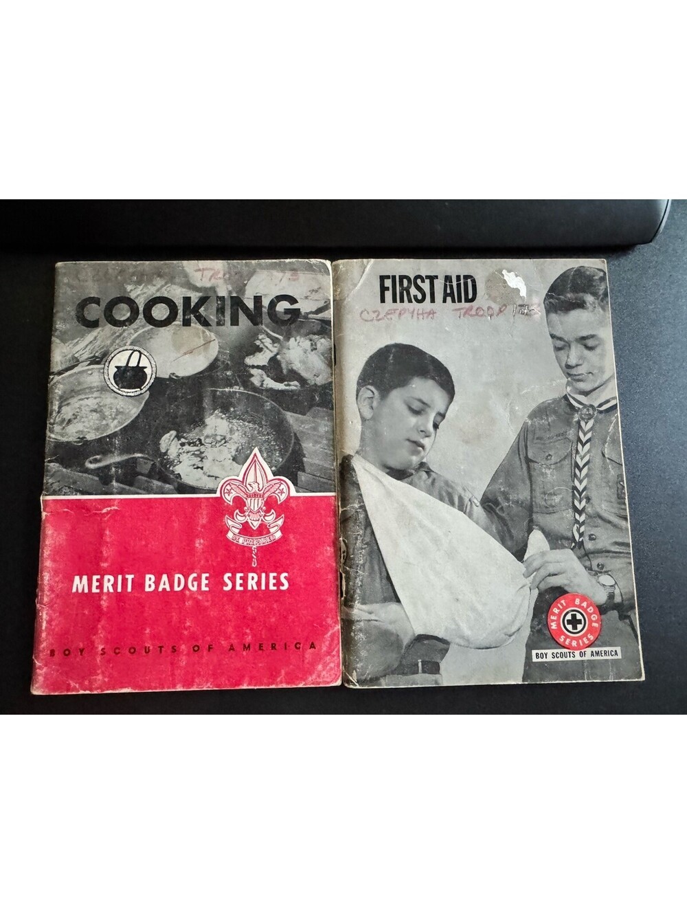 2  Vintage Boy Scouts Of America Merit Badge Series Books - Cooking & First Aid